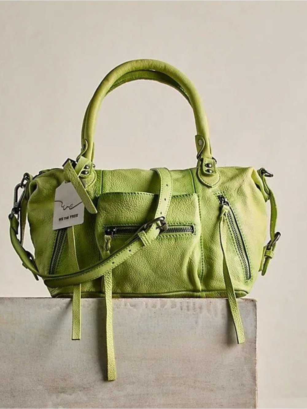 BABY MATCHA! Sold Out! Free People We The Free EMERSON LEATHER TOTE BAG NEW